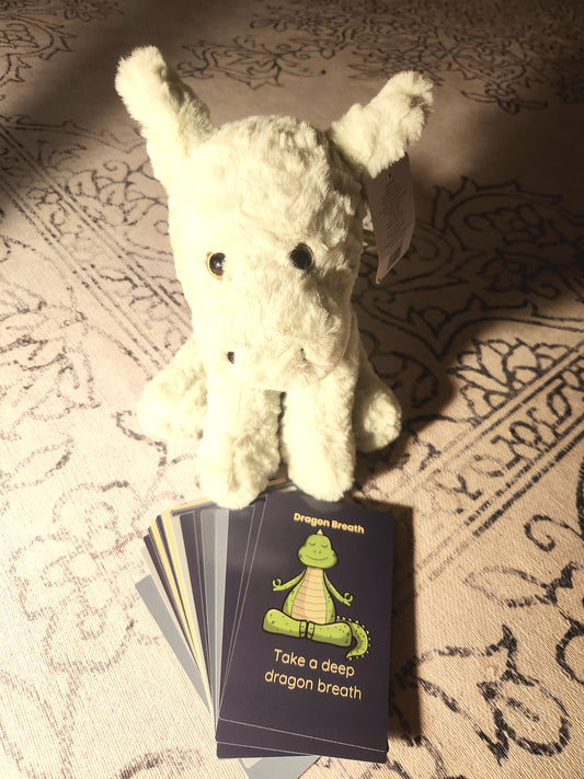 Little Light Mindfulness Bundle – Dragon Plushie + Mindfulness Cards for Kids